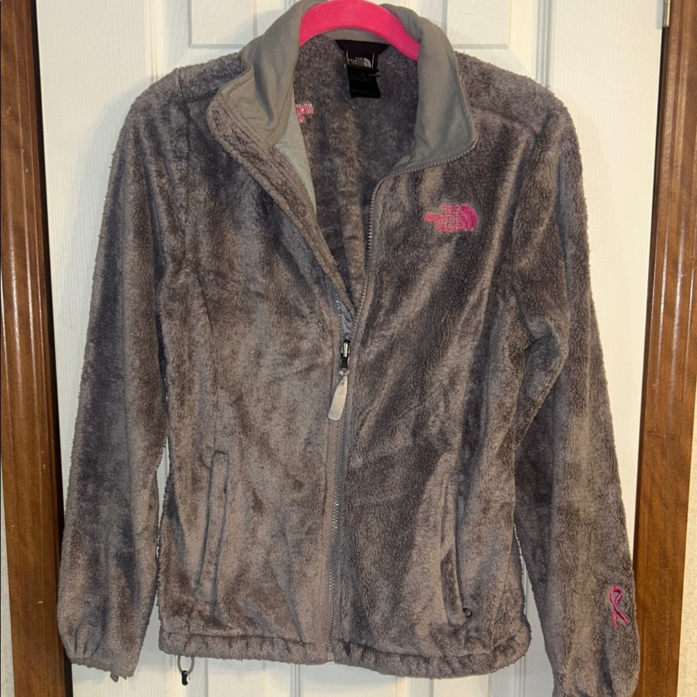The North Face Gray Teddy Jacket Cozy Fleece Design